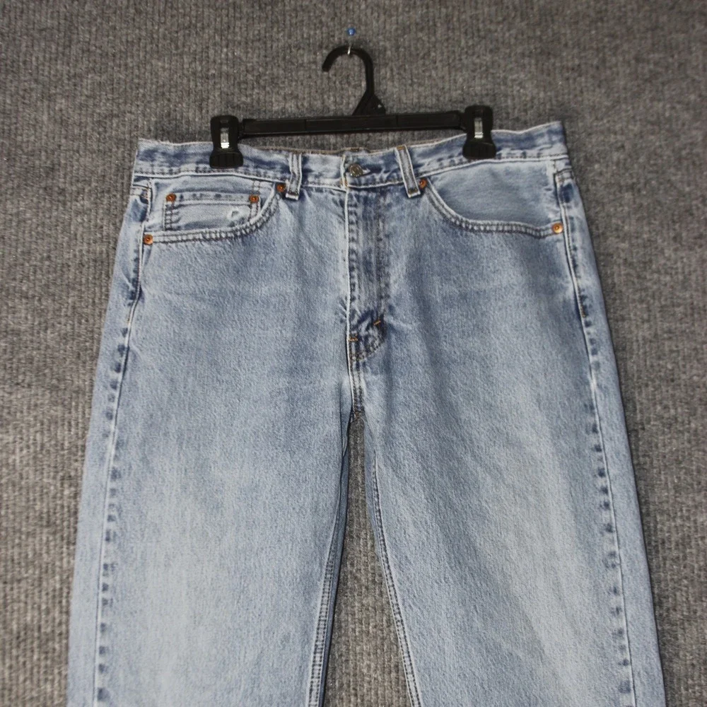 Levis 505 Straight Leg Jeans Mens 36 Light Wash Blue Denim‎ Distressed Utility